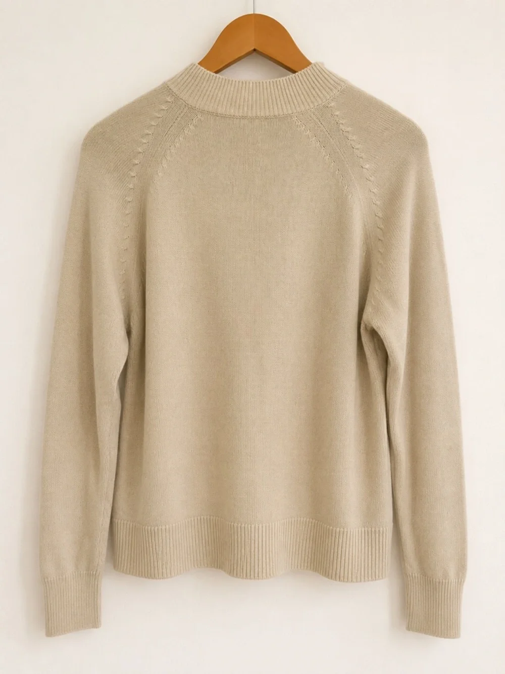 Quince 100% Organic Cotton Mock Neck Sweater Tan Beige Size Medium